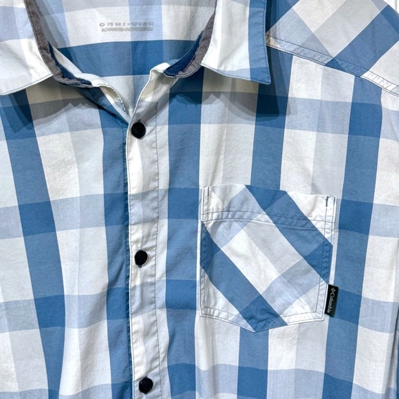 Columbia Mens Plaid Short Sleeve Button Up Shirt Omni Wick Size XXL - Picture 4 of 8